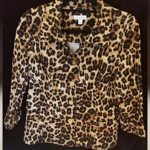 Cheetah Print Blazer With Gold Buttons Size Large